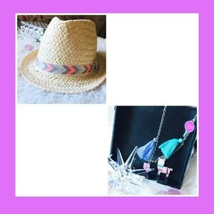 🌟Girls Cute straw hat & necklace set